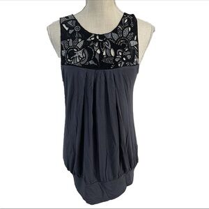 Julie's Closet Y2K Grey Black Sleeveless Floral Embellished Cutout Size Medium